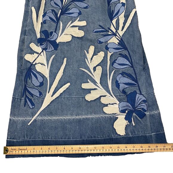 Anthropologie Holding Horses Blue Denim Dress Floral Embroidery Festival Boho XS - Picture 8 of 9